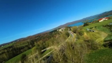 Fpv Beautiful Landscape In Polanczyk Bieszczady Aerial Poland. High quality 4k footage