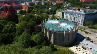 Panorama Raclawicka Museum Wroclaw Aerial View Poland. High quality 4k footage