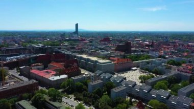 Panorama Wroclaw Square New Market Aerial View Poland. High quality 4k footage