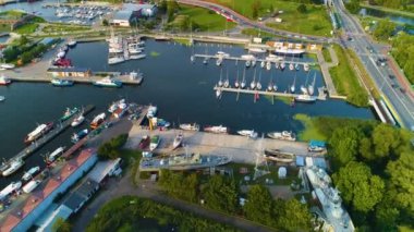 Yacht Port Kolobrzeg Sailing Marina Aerial View Poland. High quality 4k footage