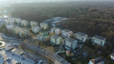 Apartments Forest Pulawy Aerial View Poland. High quality 4k footage