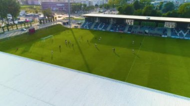 Kotwica Kolobrzeg Stadium Aerial View Poland. High quality 4k footage