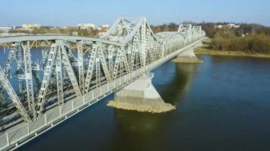 Bridge Of President Moscicki Pulawy Most Aerial View Poland. High quality 4k footage