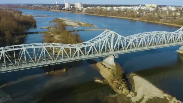 Bridge President Moscicki Pulawy Most Aerial View Poland High Quality — Stockvideo