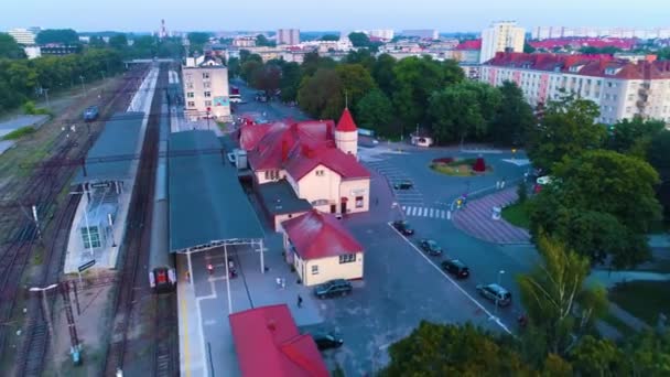 Dworzec Kołobrzeg Widok Lotu Ptaka Polska Wysokiej Jakości Materiał — Wideo stockowe