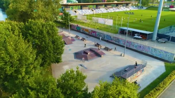 Skatepark Kołobrzeg Milenium Aerial View Poland Wysokiej Jakości Materiał — Wideo stockowe
