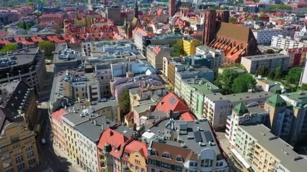 Street City Hall Wroclaw Otlawska Aerial View Poland High Quality — Stock Video