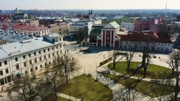 Litewski Square Opschrift Lublin Napis Aerial View Poland Hoge Kwaliteit — Stockvideo