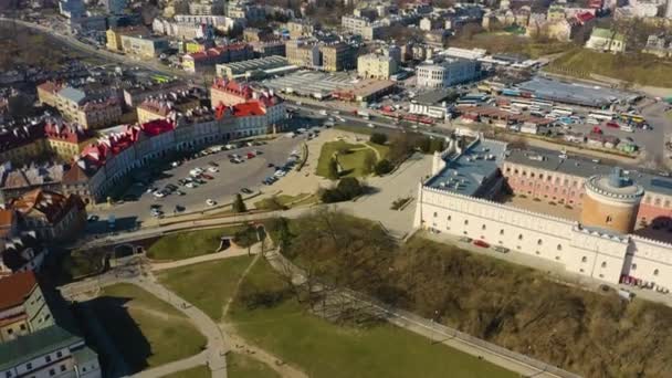 Castle National Museum Lublin Zamek Aerial View Poland High Quality — Stock video