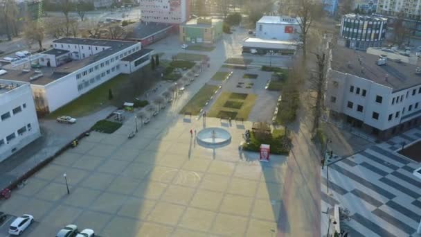 Площадь Фредерика Шопена Pulawy Aerial View Польша Высококачественные Кадры — стоковое видео