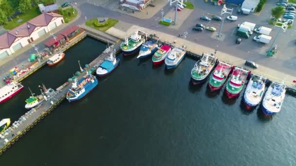 Yacht Port Kolobrzeg Sailing Marina Aerial View Poland High Quality — Stockvideo