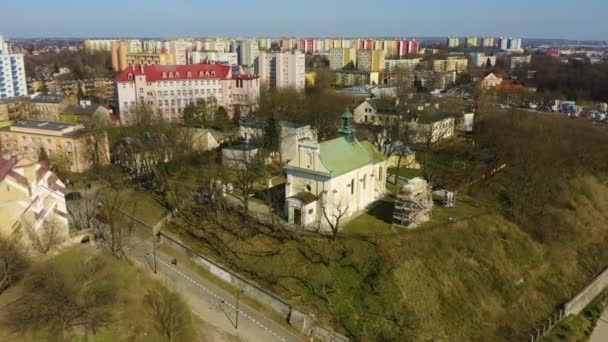 Roman Catholic Church Lublin Aerial View Poland High Quality Footage — Stockvideo