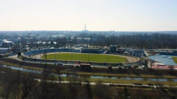 Speedway Motor Lublin Stadium Stadion Zuzlowy Aerial View Poland High — Video Stock