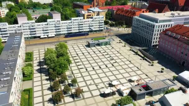 Panorama Wroclaw Square New Market Nowy Targ Aerial View Poland — Vídeo de Stock