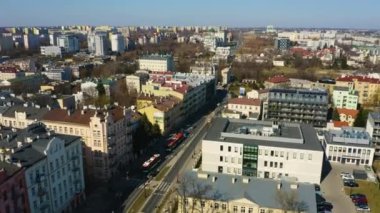 Litewski Square Lublin Plac Aerial Road Maja View Poland. High quality 4k footage