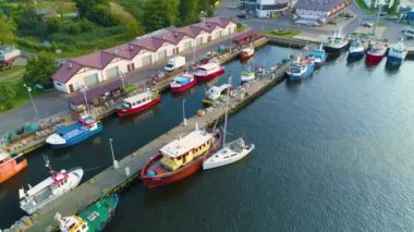 Yacht Port Kolobrzeg Sailing Marina Aerial View Poland. High quality 4k footage