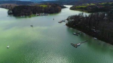 Solina Gölü Polanczyk Bieszczady Hava Görüntüsü Polonya. Yüksek kalite 4k görüntü