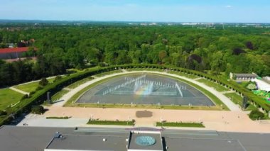 Wroclaw Multimedia Fountain Fontanna Aerial View Poland. High quality 4k footage