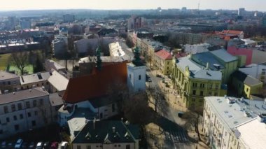 Church Of The Assumption Of The Blessed Virgin Mary Victorious In Lublin Aerial View Poland. High quality 4k footage