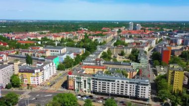 Siekiewicza Street And Panorama Of Wroclaw Aerial View Poland. High quality 4k footage