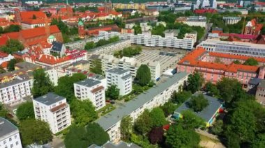 Wroclaw Square New Market Nowy Targ Aerial View Poland. High quality 4k footage