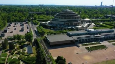 Hall Of The Century Wroclaw Hala Stulecia Aerial View Poland. High quality 4k footage