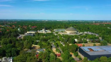 Wroclaw Zoo And Hall Of The Century Aerial View Poland. High quality 4k footage