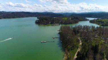 Solina Lake In Polanczyk Bieszczady Aerial View Poland. High quality 4k footage