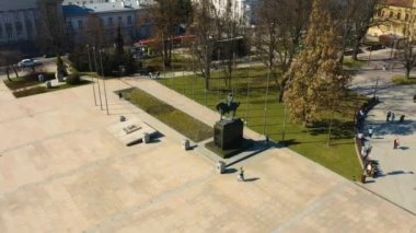 Monument Of The Unknown Soldier In Lublin Aerial View Poland. High quality 4k footage