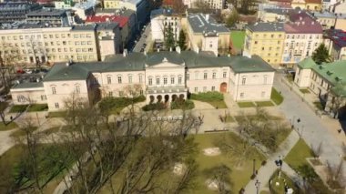 Lubomirski Palace In Lublin Palac Aerial View Poland. High quality 4k footage