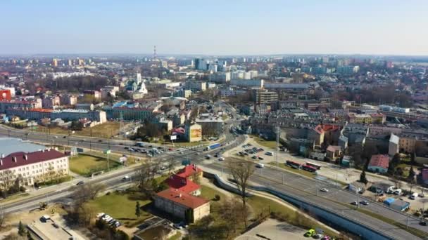 Intersection Lublin Lubelskiego Lipca Aerial View Poland High Quality Footage — Stock video