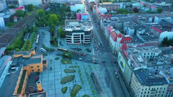 Wroclaw Railway Station Dworzec Glowny Poland Aerial View High Quality — Stok video
