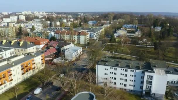 Square Church Pulawy Kosciol Aerial View Poland High Quality Footage — Stockvideo