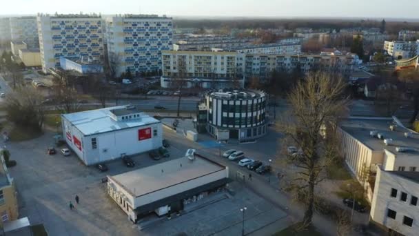 Okraglak Cafe Pulawy Aerial View Poland High Quality Footage — Stockvideo