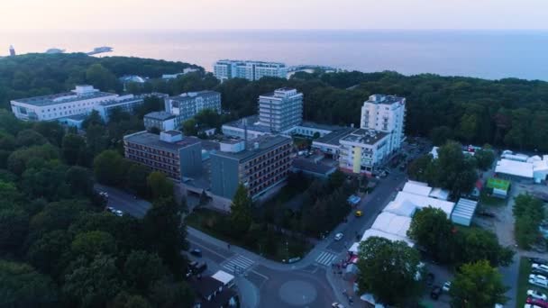Hotel Apartment Kolobrzeg Aerial View Polen Hoge Kwaliteit Beeldmateriaal — Stockvideo