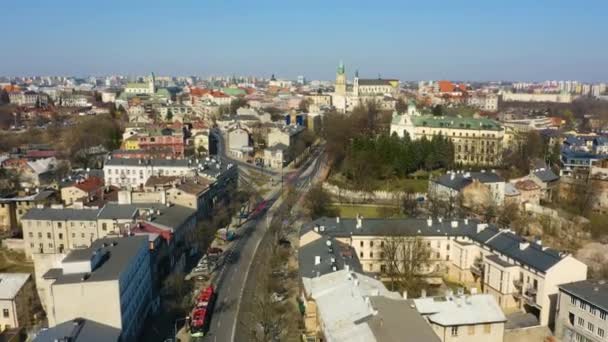 Road Old Town Lublin Droga Stare Miasto Aerial View Poland — Vídeo de stock
