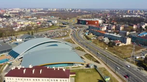 Roundabout Lublin Rondo Lubelskiego Lipca Aerial View Poland High Quality — Stock video