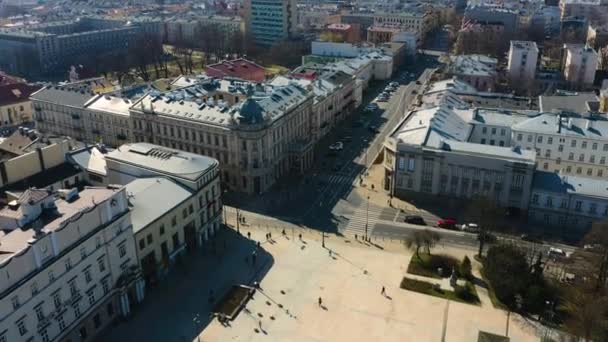 Krakowskie Przedmiescie Road Lublin Aerial View Poland High Quality Footage — Stock video
