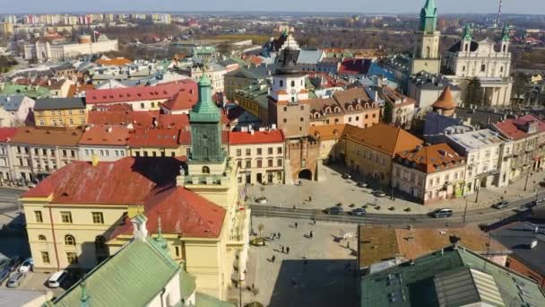 Brama Krakowska Lublin Gate Aerial View Poland High Quality Footage — Stock video