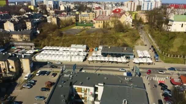 Bazaar Marketplace Lublin Bazar Aerial View Poland High Quality Footage — Stock video