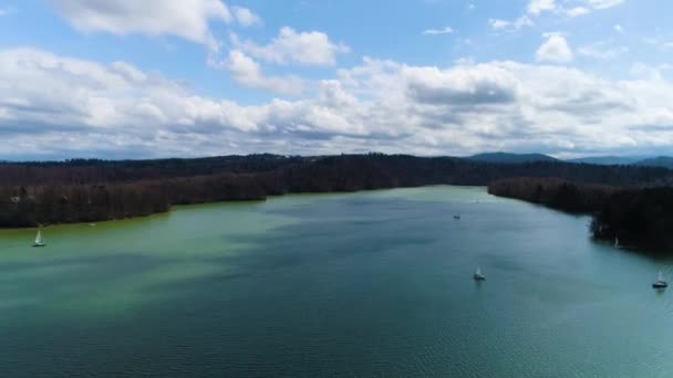 Озеро Солина Поланчика Бещады Воздушный Вид Польшу Высококачественные Кадры — стоковое видео