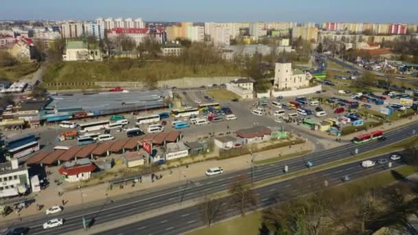 Main Bus Station Lublin Poland Aerial View High Quality Footage — Stock video