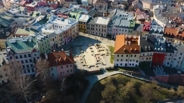 Plac Farze Ruins Church Lublin Poland Aerial View High Quality — ストック動画