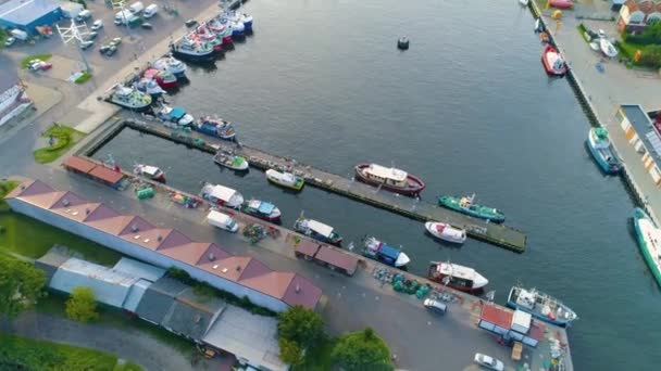 Yacht Port Kolobrzeg Sailing Marina Aerial View Poland High Quality — Stockvideo
