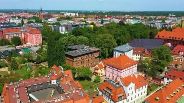 Wroclaw Üniversitesi Nin Botanik Bahçesi Havadan Bakış Polonya Yüksek Kalite — Stok video