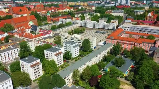 Wroclaw Square New Market Nowy Targ Aerial View Poland High — Stockvideo