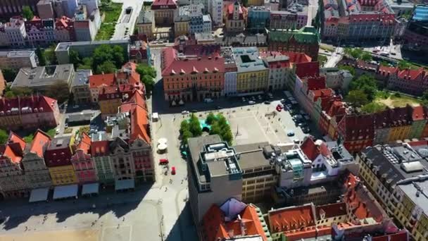 Market Square Ayuntamiento Wroclaw Rynek Wroclaw Vista Aérea Polonia Imágenes — Vídeo de stock