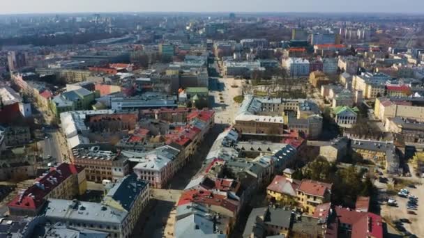Krakowskie Przedmiescie Plac Litewski Lublin Square Aerial View Poland High — Stock Video