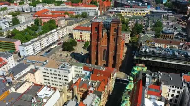Katedra Marii Magdaleny Wrocław Widok Lotu Ptaka Polska Wysokiej Jakości — Wideo stockowe