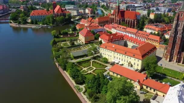 Jardim Arcebispo Palácio Wroclaw Vista Aérea Polónia Imagens Alta Qualidade — Vídeo de Stock